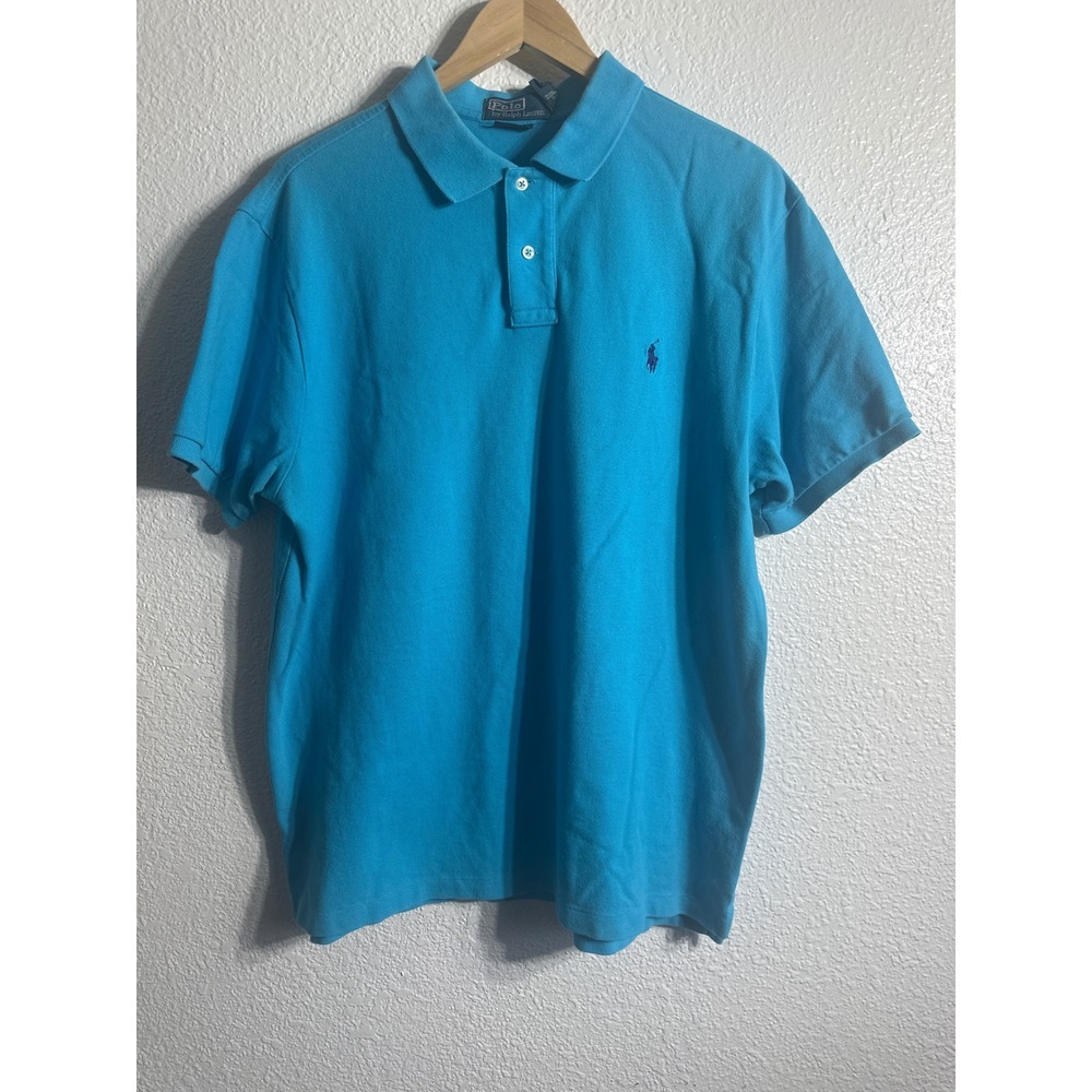 Polo Ralph Lauren Mens XXL Slim Fit Short Sleeve Polo Shirt Turquoise Blue